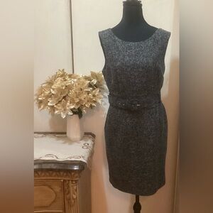 Nordstrom Elegant Grey Sleeveless Dress With Belt.